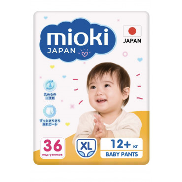 Подгузники-трусики Mioki Идеально для детей 12+ кг 36 шт 