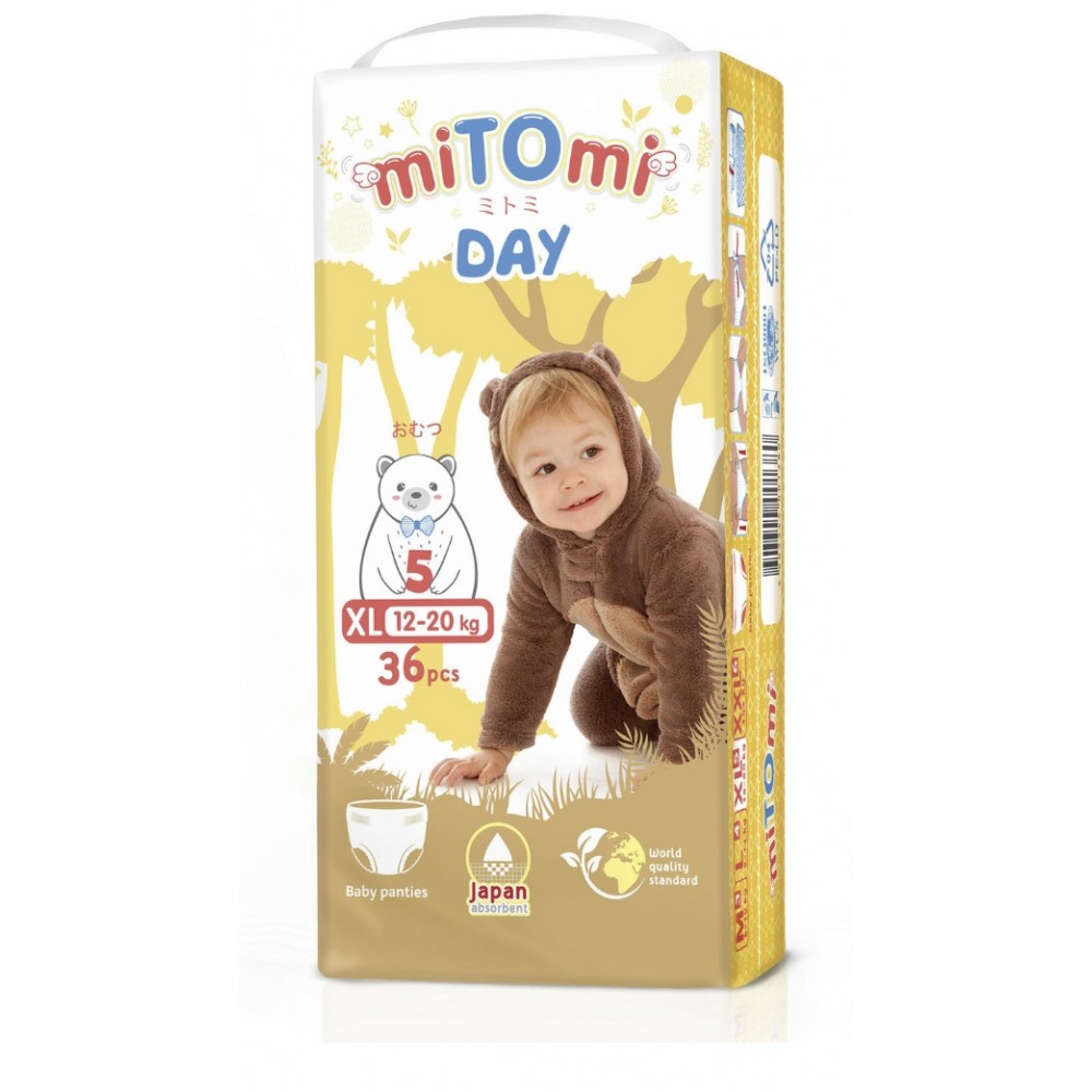 Подгузники-трусики miTOmi Day, размер XL (12-20 кг), 36 шт.