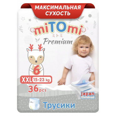 Mitomi premium xxl 15-23 кг 34 шт подгузники- трусики 