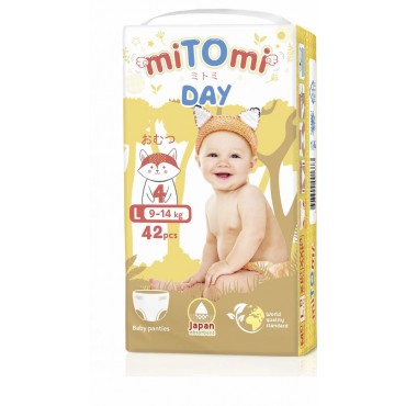 Подгузники-трусики miTOmi Day, размер L (9-14 кг), 42 шт.