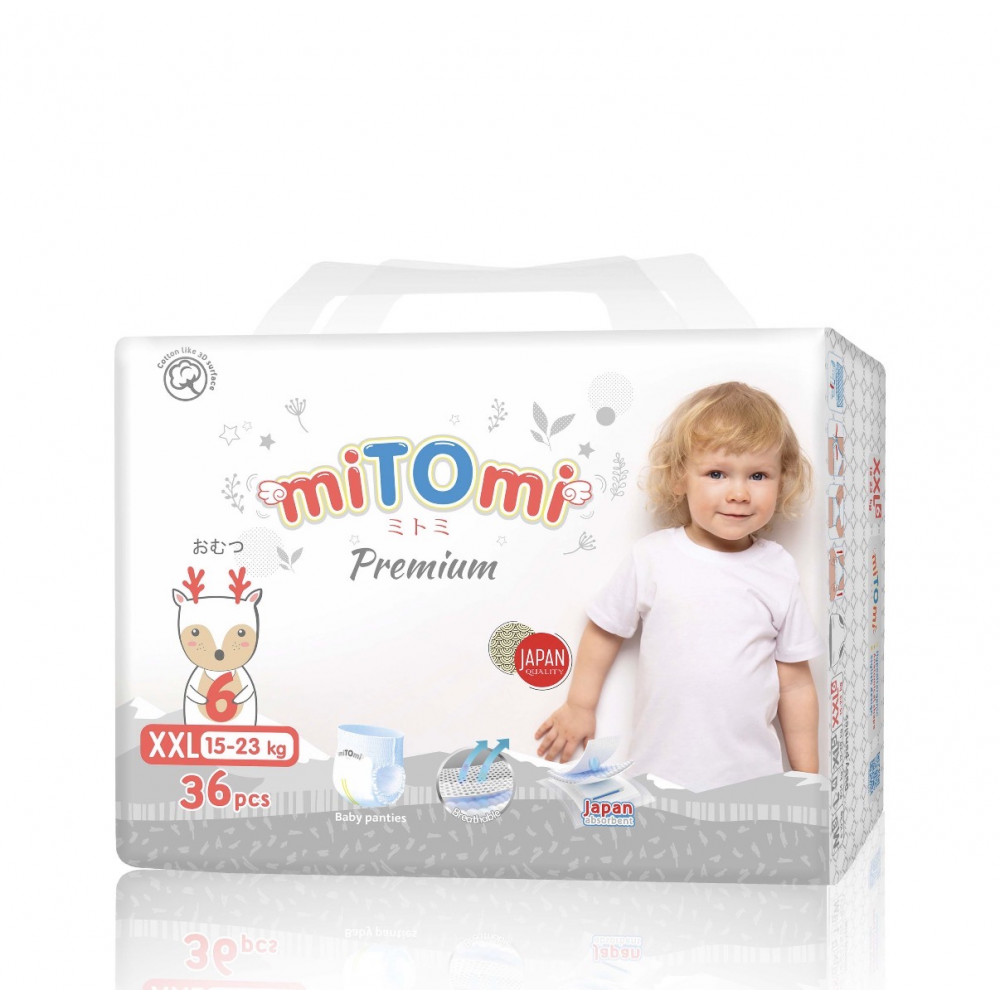 Подгузники-трусики miTOmi Premium (миТОми Премиум), размер 6/XXL (15-23 кг), 36 шт. в упаковке